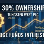 Pie chart illustrating ownership stakes in Tungsten West PLC with hedge funds highlighted