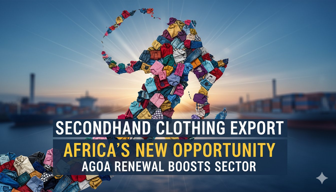 Shipping containers loaded with bales of secondhand clothing at a U.S. port ready for export to Africa