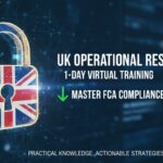 Professional virtual training session on FCA operational resilience framework with charts showing impact tolerances and important business services mapping.