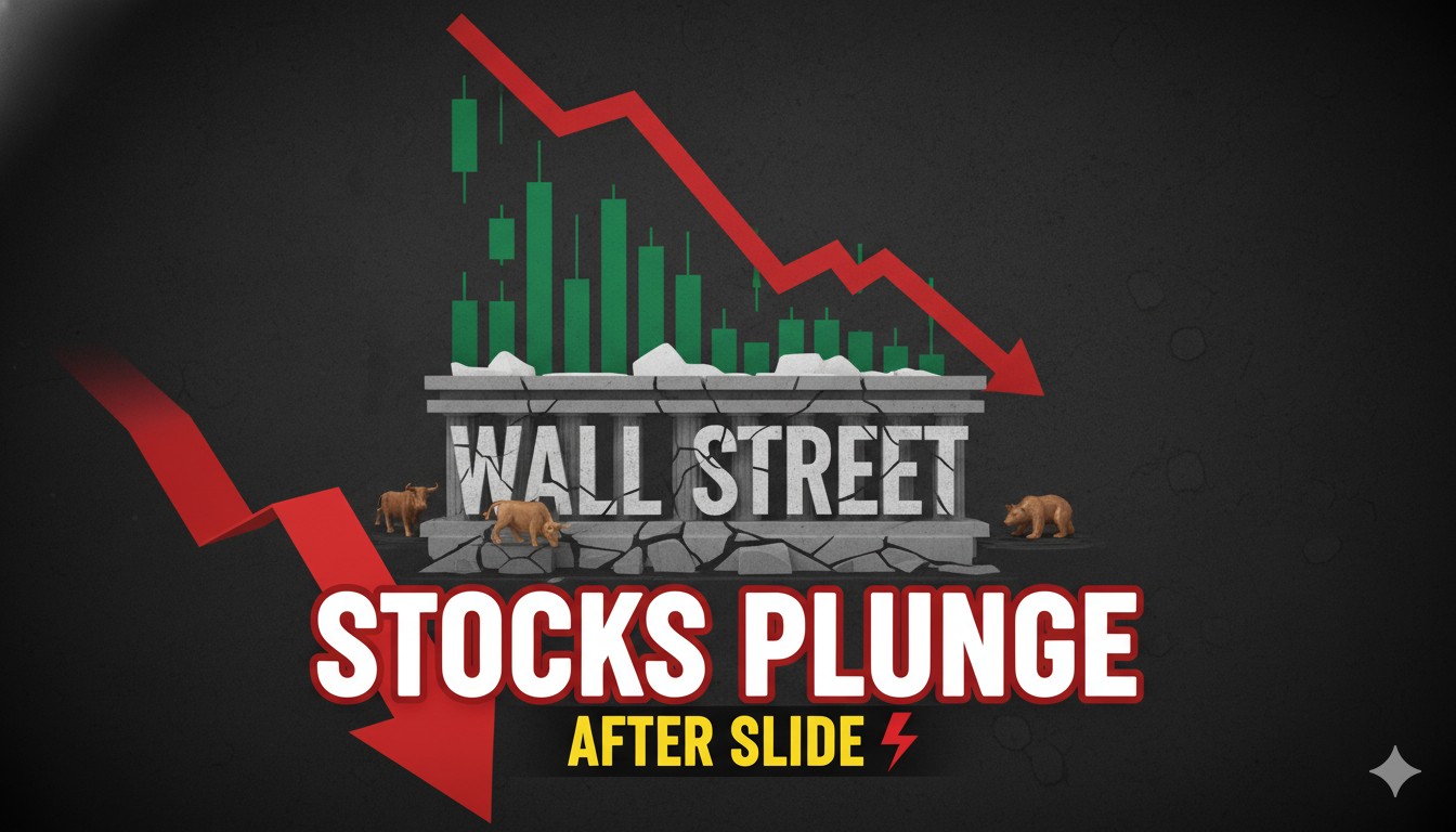 The title of the article is: Stocks Mostly Drop After Wall Street Slide